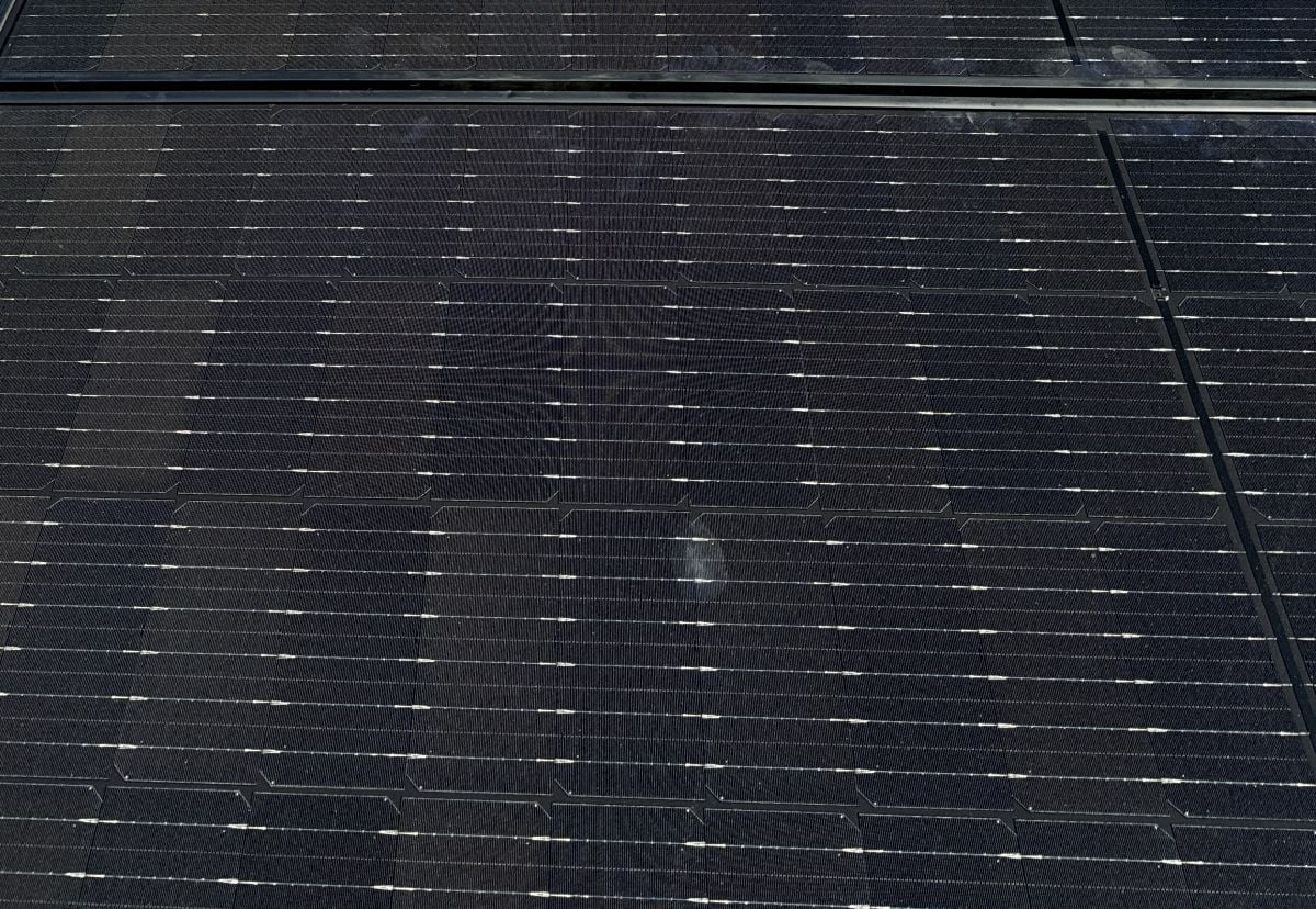 Close-up of solar panels on a roof